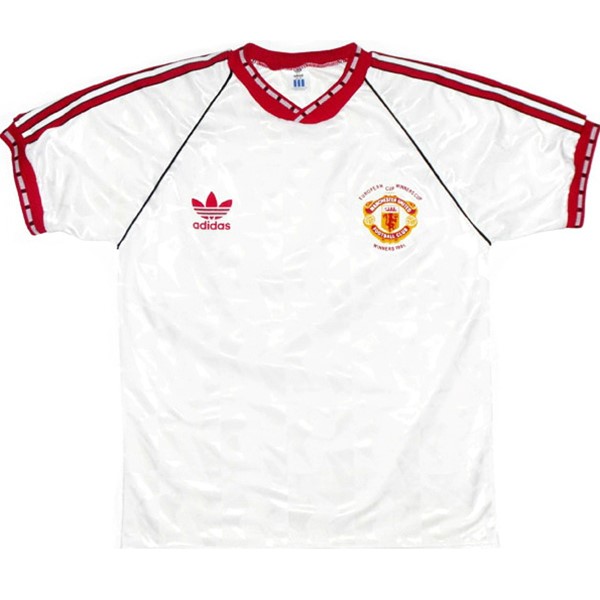 Auswärtstrikot Thailand Manchester United Retro 1991 Weiß Günstige Fußballtrikots